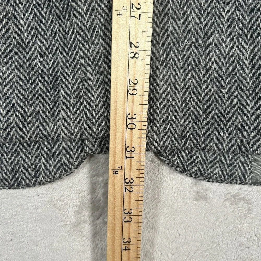 VTG Harris Tweed Blazer Mens 44L Gray Herringbone Pure Scottish Wool Handwoven
